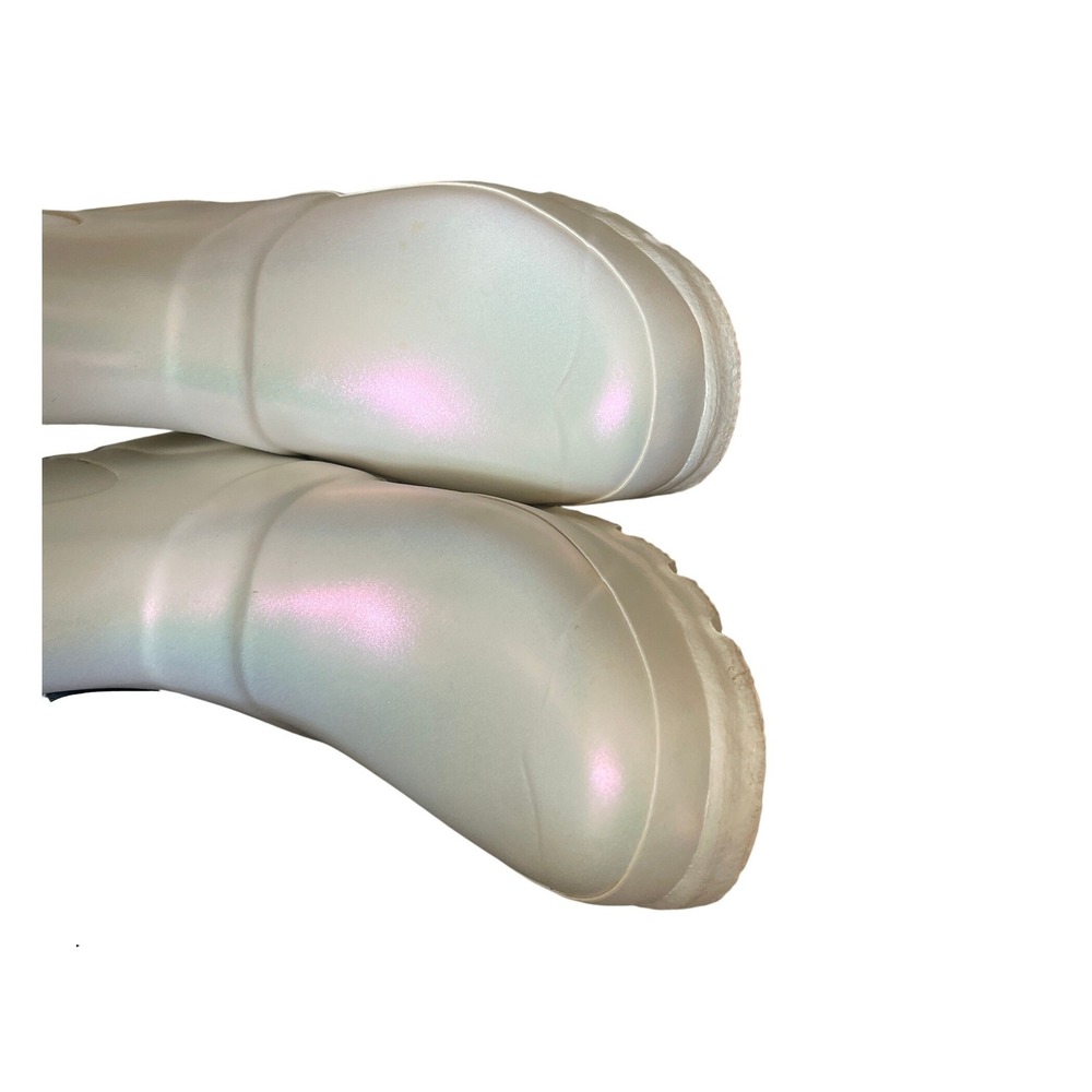 Hunter Original Short Nebula White Iridescent Rain Boots Size 9 - Picture 5 of 8